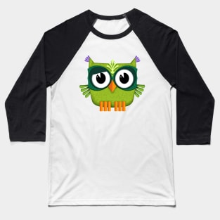Cute Green Owl Baseball T-Shirt